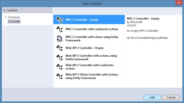 Creating Mvc Empty Controller